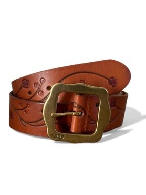 Lauren Ralph Lauren Flower Embossed Leather Belt